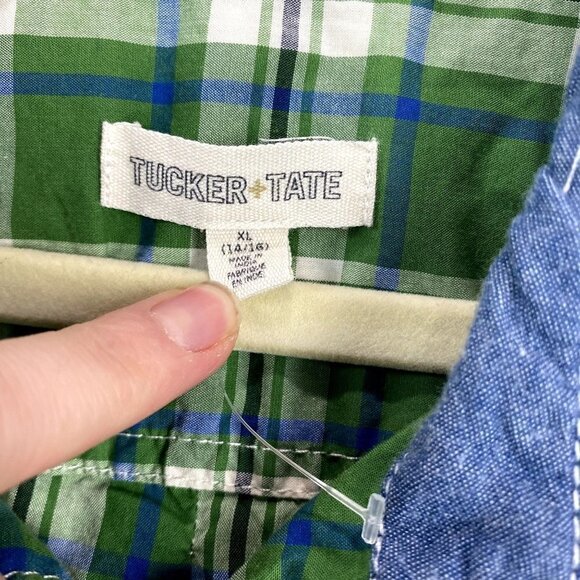 Tucker + Tate Green Plaid Button Up XL (14/16) - Picture 2 of 8